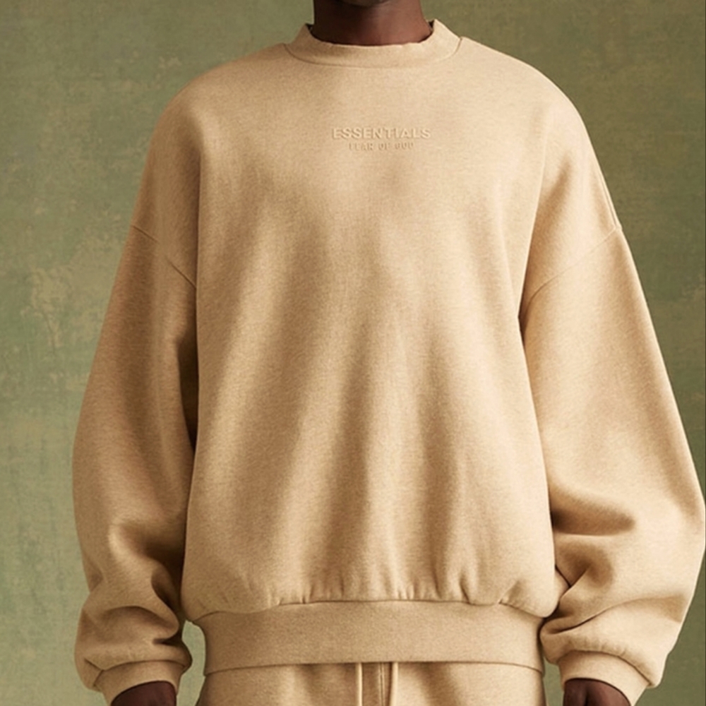 New with tags Fear Of God Essentials crewneck sweatshirt Oatmeal SMALL FOG